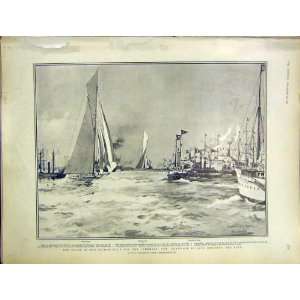  Yacht Race America Shamrock Reliance Dixon Print 1903 