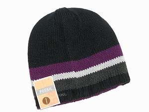 NEW FOSSIL MENS REVERSIBLE KNIT HAT CONNER STRIPED BEANIE NWT 