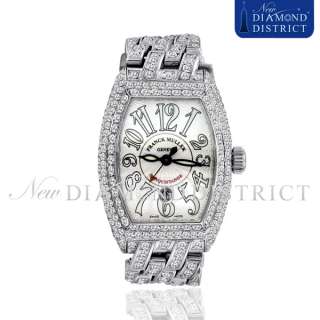 FRANCK MULLER LADIES CONQUISTADOR WATCH WITH CUSTOM 11.38CT TOTAL PAVE 