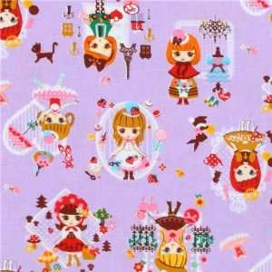  purple Japanese fabric girls go shopping Cosmo (Sold in 