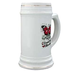 Stein (Glass Drink Mug Cup) Count Your Blessings Butterfly