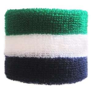  Green/White/Blue COTTON WRISTBAND Wrist Sweatbands Sports 