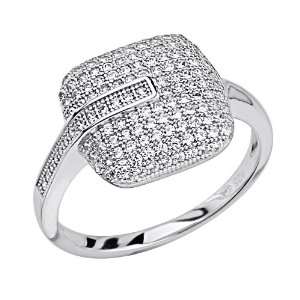   Pave Finger Stamp Embossed Designer Couture Ring GoldenMine Jewelry