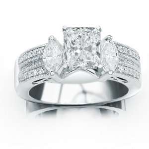 Baguette Channel Set Diamond Ring with a 0.51 Carat Marquise Cut 