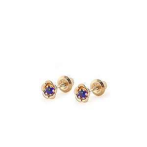   Gold Sapphire Baby Flower Shape Stud Earrings   September Birthstone