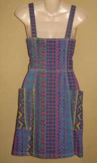   AZTEC Tribal DENIM Jeans CORSET Bustier WIGGLE DRESS S 4 NWT  