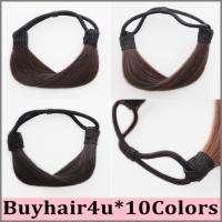   Synthetic Hair Cover Wrap Around Ring Band Tie Black Dark Brown  