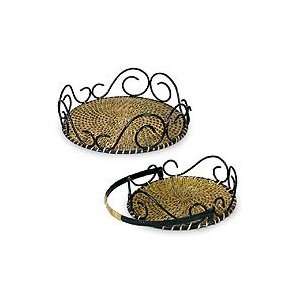Cane tray and basket, Country Moon (pair) 