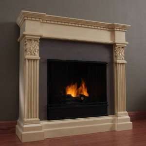 The Herod Ornate Ventless Gel Indoor Fireplace   Antique White  