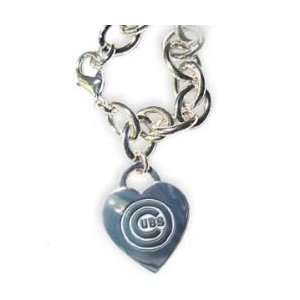  Chicago Cubs Heart Charm Chain Bracelet by Wincraft 
