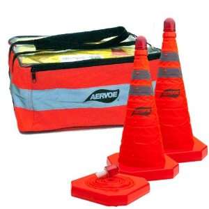   Collapsible Safety Cones with Red Flashing Light (Orange, 28. 3  Inch