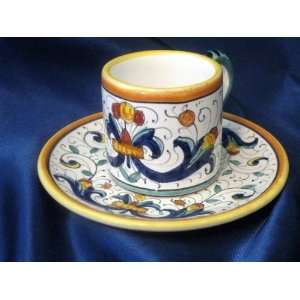  Deruta Ricco Espresso Cup and Saucer from Italy