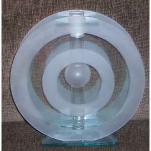 Round Sculptured Vase Clear/frosted Glass 
