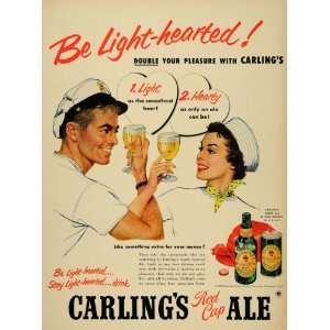  1952 Ad Carlings Red Cap Ale Beer Sailor Brewing Hearty 