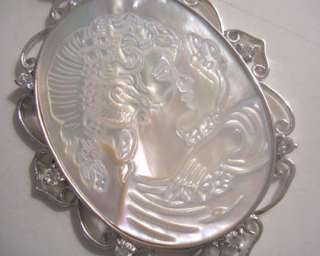 Sterling Silver Mother Of Pearl MOP Shell CAMEO Pendant  