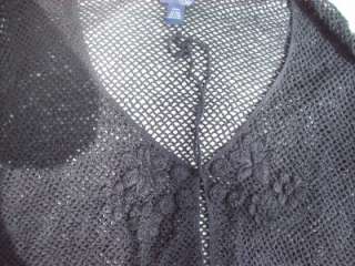 Venezia/Lane Bryant 26/28 black fishnet crocheted sweater  