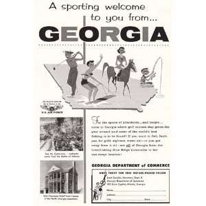 Print Ad 1957 Georgia Sporting Welcome; Cyclorama, Cherokee Chief 