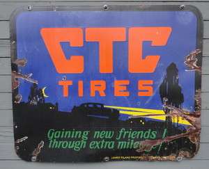 CTC Tires Double Sided Porcelain Sign graphic tire sign Columbia Tires 