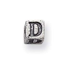  Sterling Silver D Block Bead Jewelry