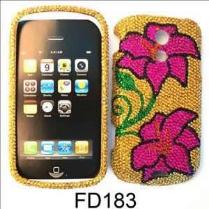   CASE COVER FOR SAMSUNG EPIC 4G D700 RHINESTONES 2 PINK FLOWERS ON GOLD