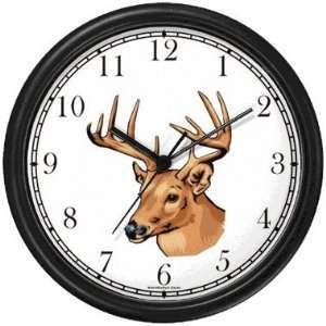 Deer Buck Head   Animal Wall Clock by WatchBuddy Timepieces (White 