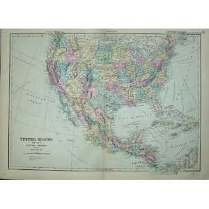  Bacon World Atlas 1891 America Map Mexico Florida