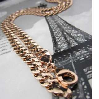 18K Rose Gold Filled Mens Necklace 24 Curb Chain Link Wide 7MM GF 