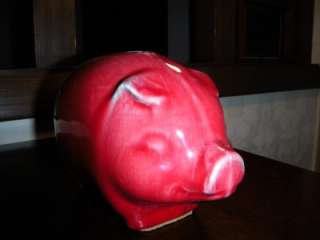 CUTE VINTAGE POTTERY PINK WEEPING PIG PIGGY COIN BANK  