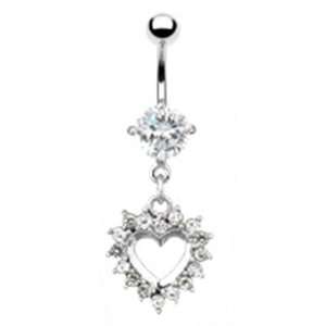  14g Dangling Heart Sexy Belly Button Jewelry Navel Ring Dangle 