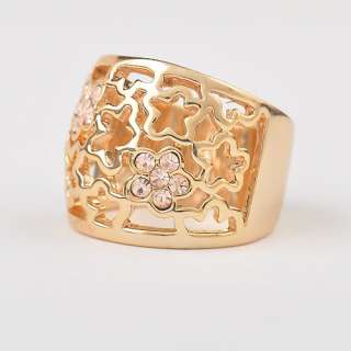6626 Fashion Jewelry 18K Gold Czech Rhinestone Plated Flower Face 