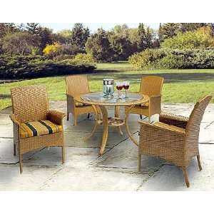  Maple Grove Rattan Dining Set   5 Pieces (4 Arm Chairs and 