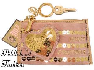 Juicy Couture Sequin Stripes with Puffy Heart Velour Key Purse Change 
