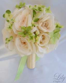   Bridal Bouquet Set Decoration Package slik Flowers GREEN dahlia  