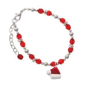  Santas Hat Red Czech Glass Beaded Charm Bracelet [Jewelry 