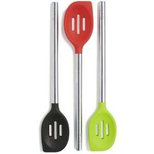   Slotted Spoons with Stainless Steel Handle, Black