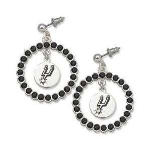   San Antonio Spurs Earrings   Black Crystals & Team Logo Everything