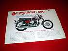 KAWASAKI (NOS) Sales Literature Brochure W1 650 Vintage