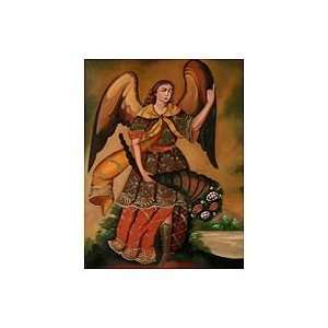  NOVICA Realist Painting   Archangel with Cornucopia III 