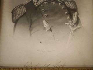   Civil War General Winfield Scott Engraving Gold Original Frame  