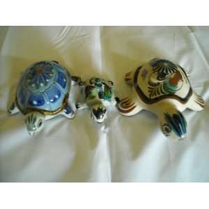  Set of 3 Mexican Turtle Pottery Statue New Everything 