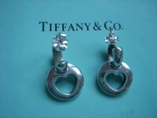Tiffany & Co. Sterling Stencil Heart Earrings With Gift Box  