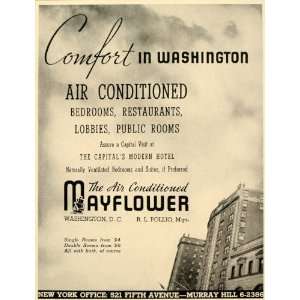  1937 Ad Mayflower Washington D C Hotel Pollio Manager 