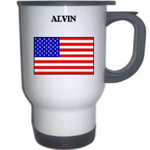  US Flag   Alvin, Texas (TX) White Stainless Steel Mug 