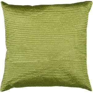   Bright Lime Green Shiny Ribbed Decorative Throw Pillow
