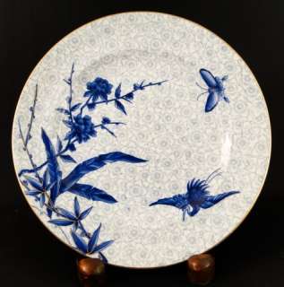 Set 6 Antique 19C. Royal Worcester Chinoiserie Porcelain Asian Bird 