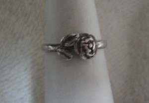 Gorgeous Sterling Silver Rose Flower Ring Size 7  