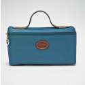 LONGCHAMP Le Pliage Cosmetic Bag Case/Pouch with Handle Peacock Blue 