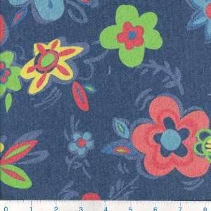  58 Wide Lightweight Floral Deim Bright Fabric By The 