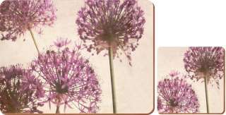 Set of 6 PURPLE ALLIUM Placemats TABLE MATS & 6 Coasters BY CREATIVE 