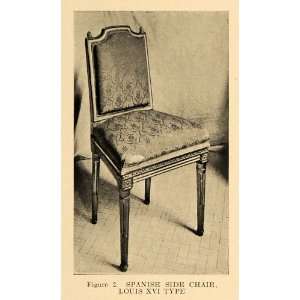  1920 Print Louis XVI Style Spanish Chair Upholstered 